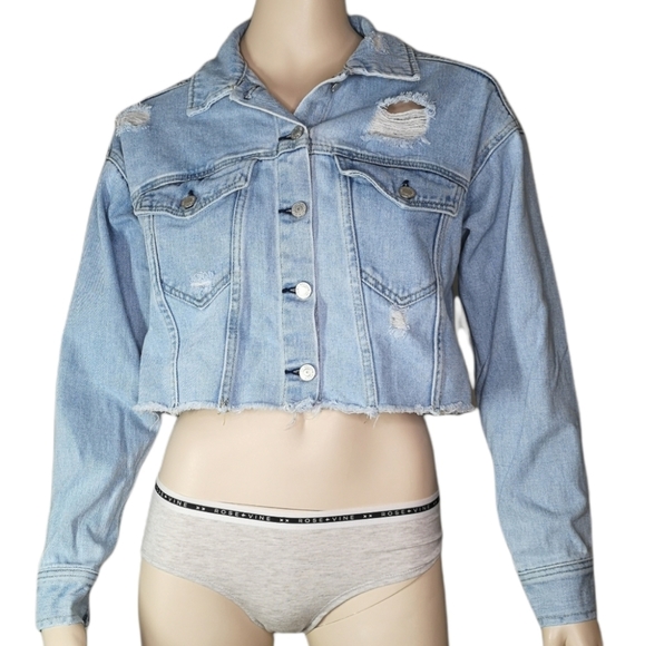PacSun Jackets & Blazers - PacSun Cropped Distressed Faded Denim Jean Jacket